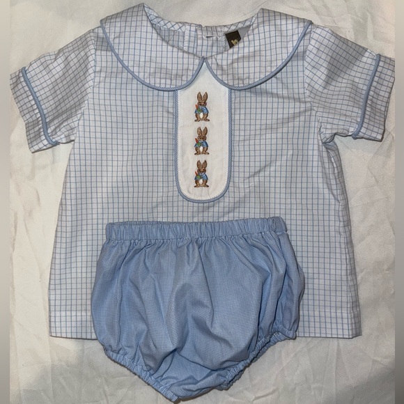 Charming Blue Checkered Diaper Cover Set - Picture 1 of 4
